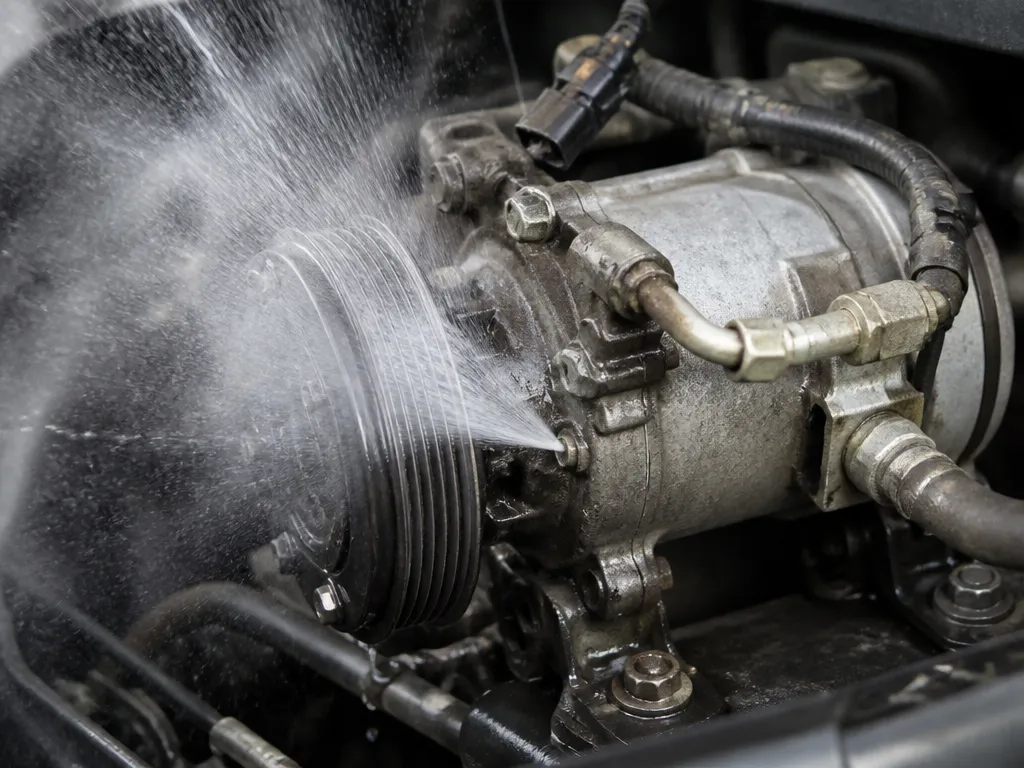 Damage From A Freon Leak And Cooling Loss - car ac compressor shooting out freon