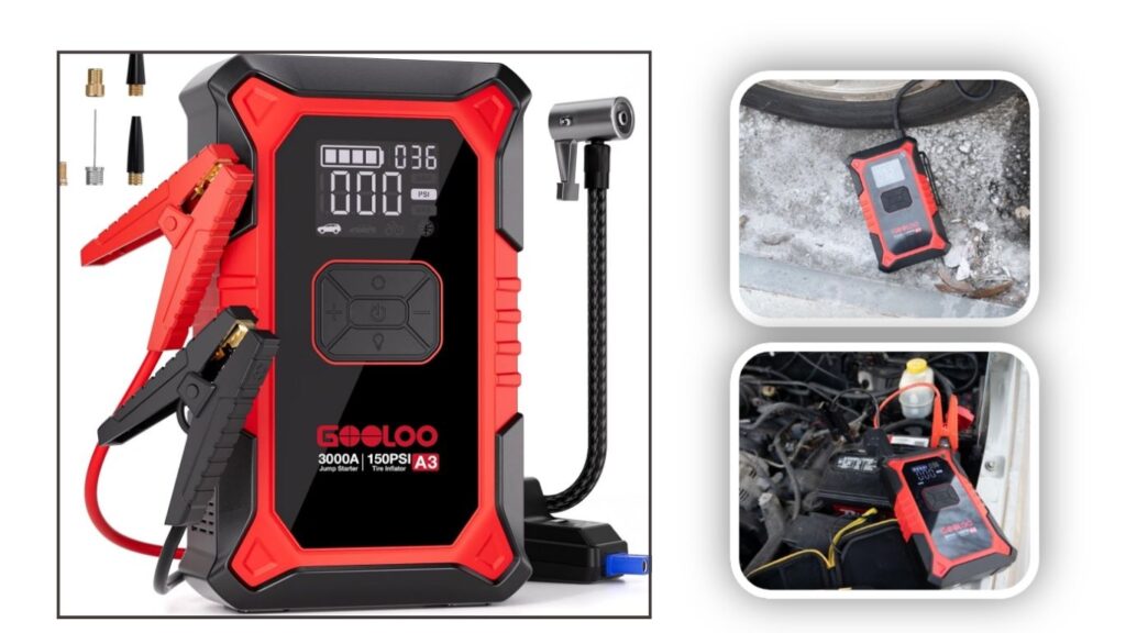 GOOLOO A3 3000A Portable Jump Starter with Air Compressor