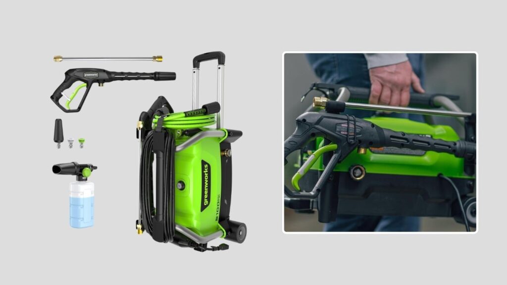 Greenworks 2100 PSI Electric Pressure Washer – Best for Medium-Duty Home Cleaning